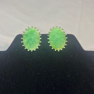 Silver & Jade clip-on earrings